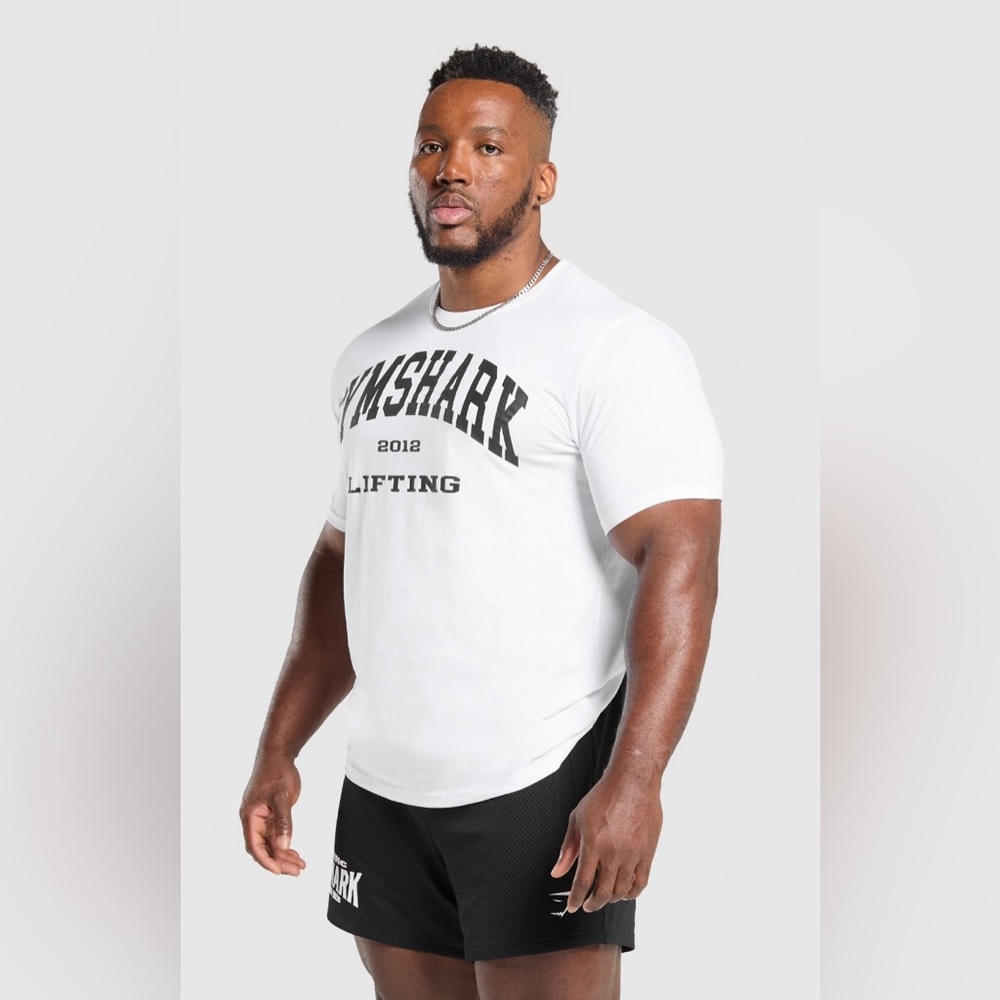 GYMSHARK Men's 2012 Lifting T-Shirt White- NWT - Picture 2 of 7
